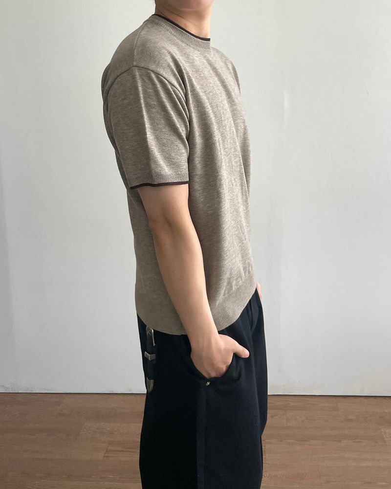 Welt Crop Short Sleeve Knit