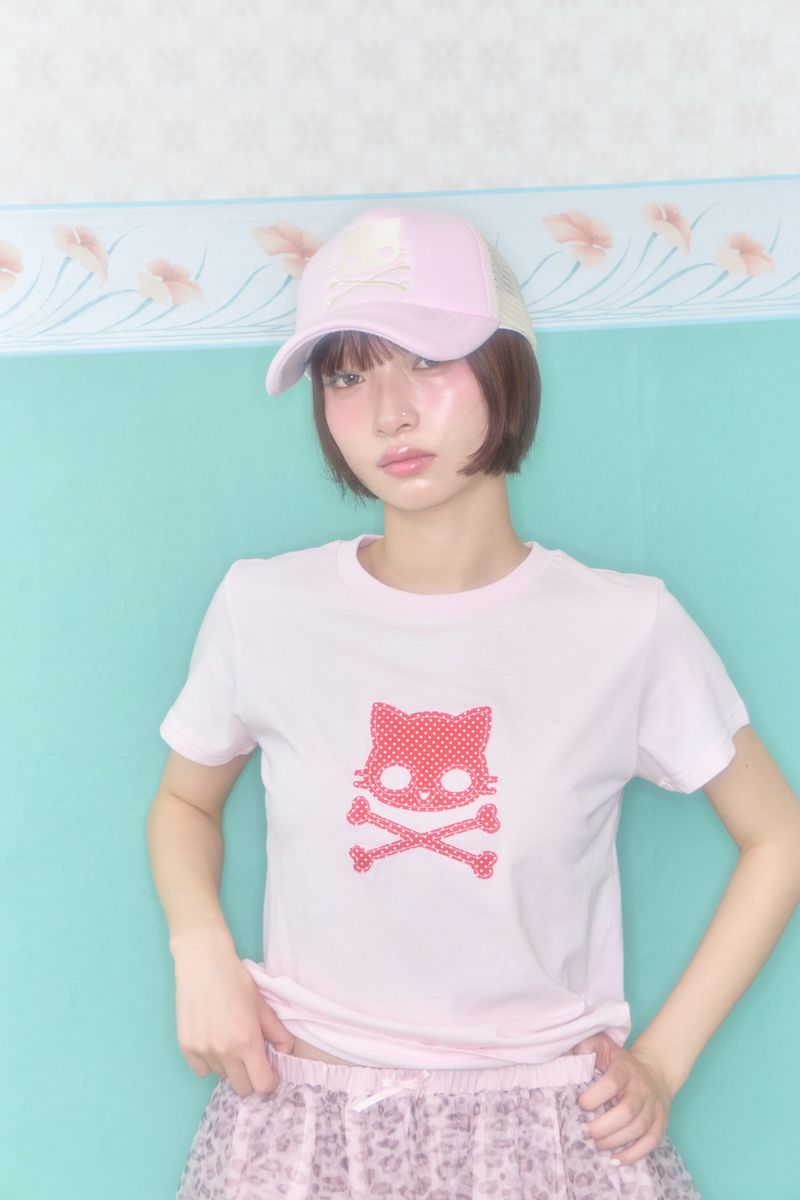 KIRI SKULL PATCH T-SHIRT (PINK)