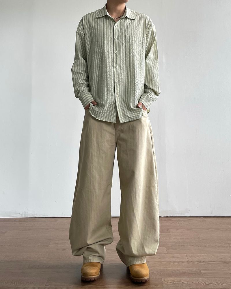 Warp Herringbone Stripe Pants