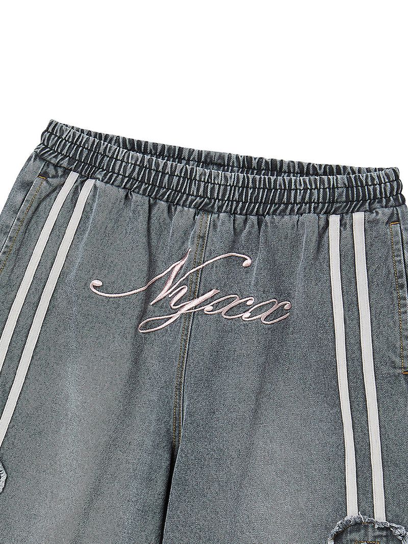BASKETBALL DENIM HALF PANTS (GREY)