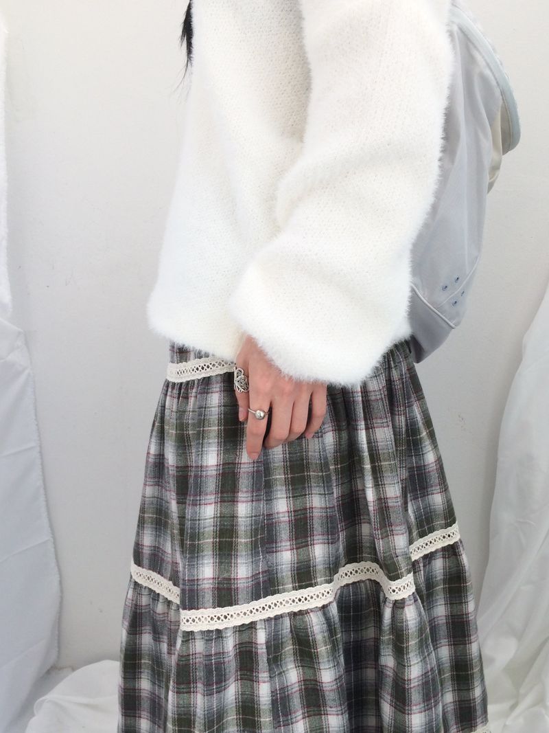 Hazel latte checkered skirt
