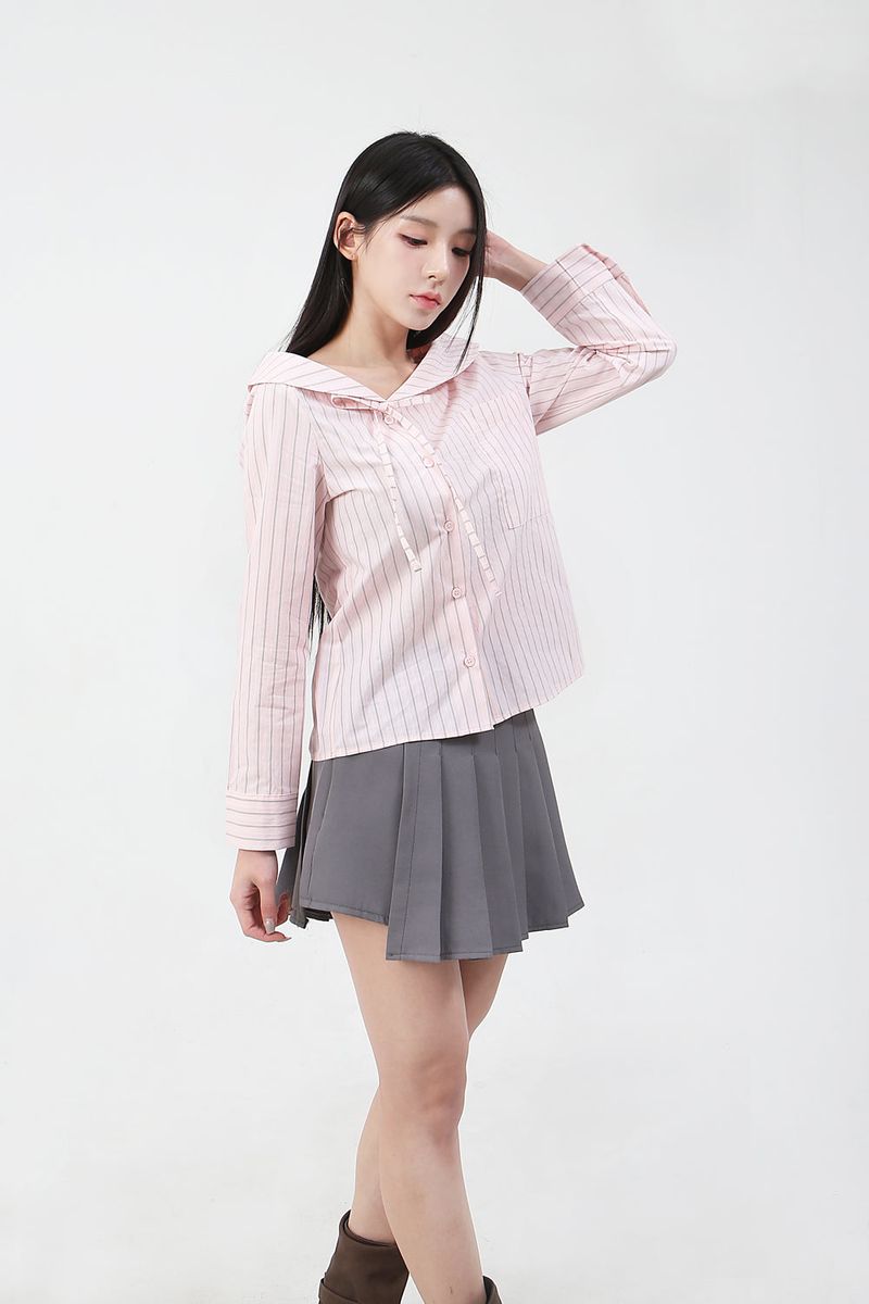 Stripe Offshoulder Blouse_pink