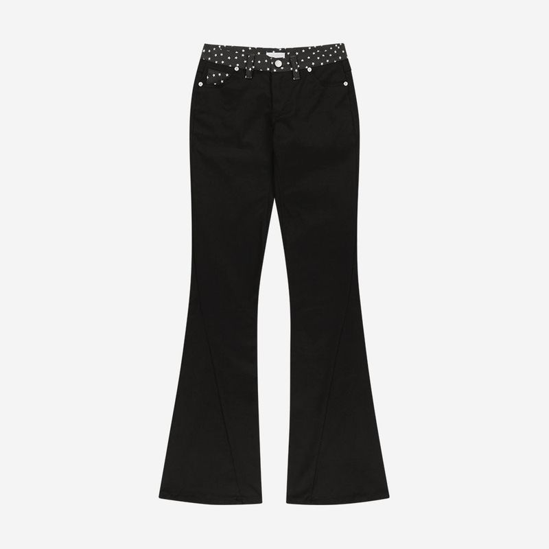 Star Trim Bootcut Trousers / Black