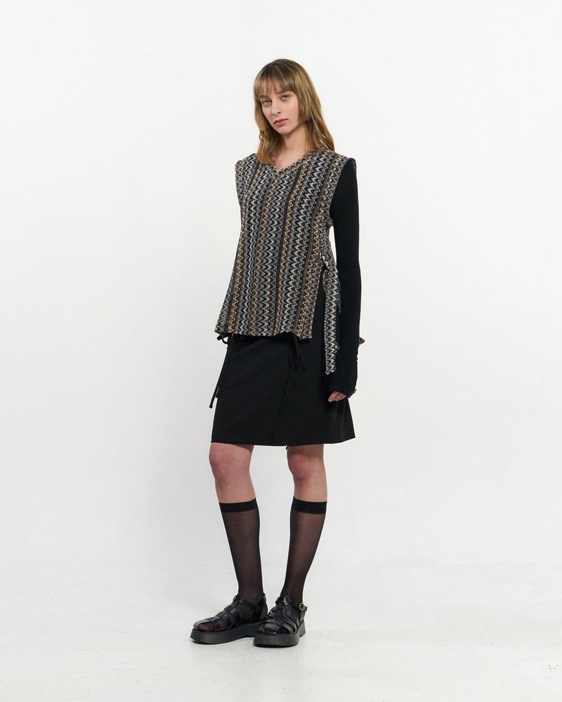  V neck knit Vest _ BROWN