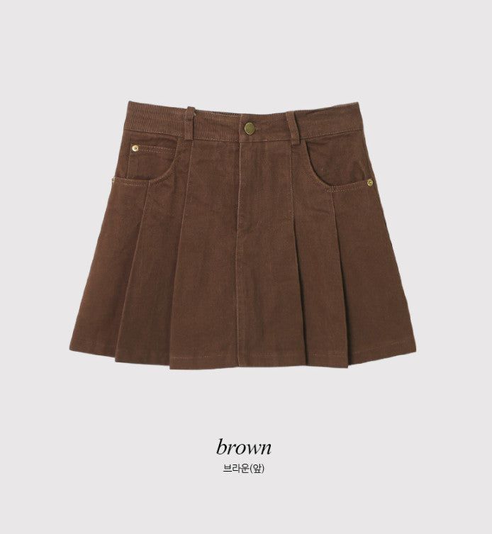 #BD Pleated Mini Skirt + Belt Set (2color)