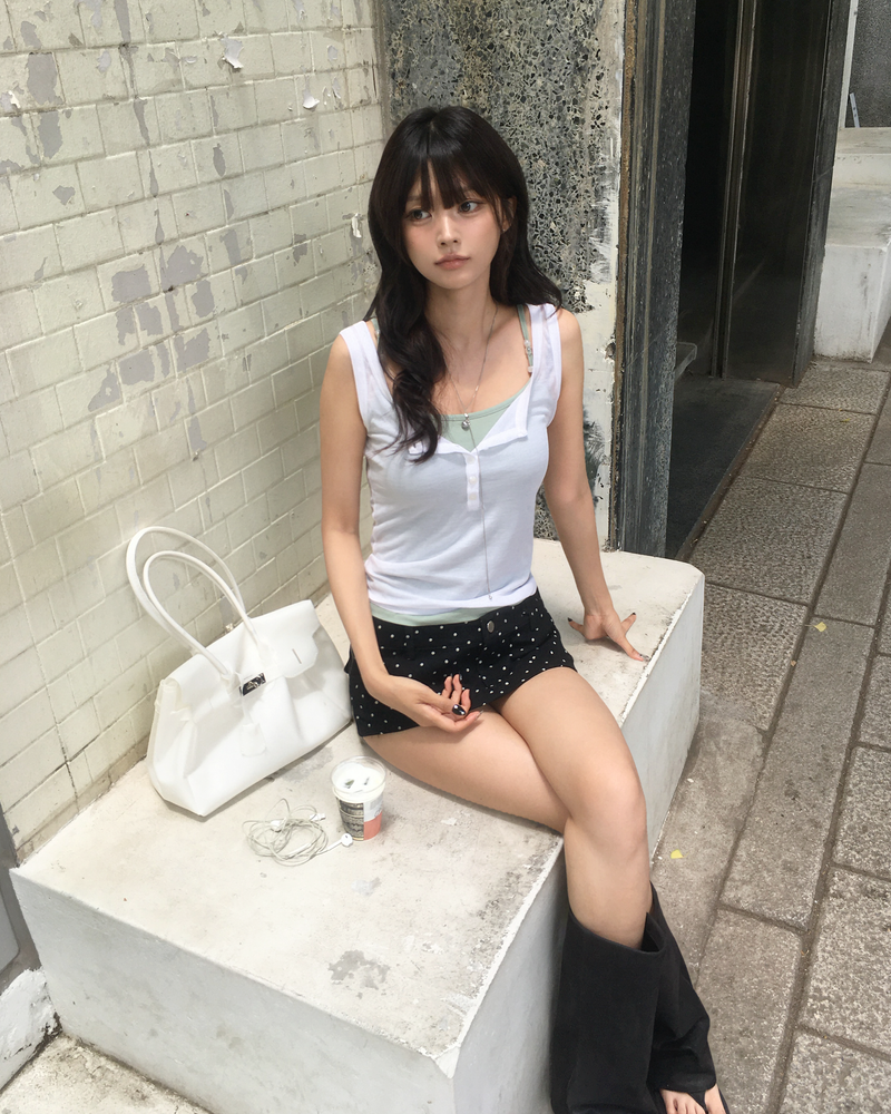 Tencel button sleeveless