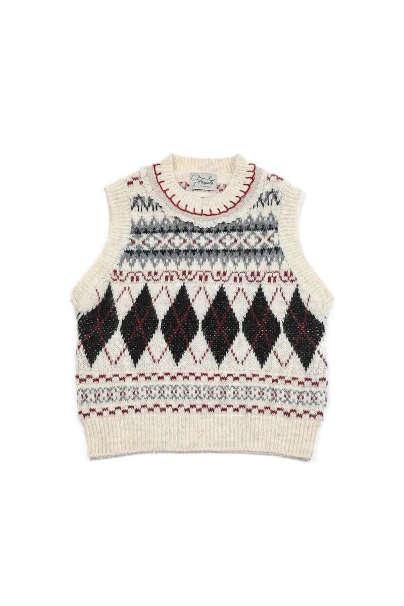 POPPALS（ポップパルズ）の「Argyle Lace Vest [Ivory]（Tops）」