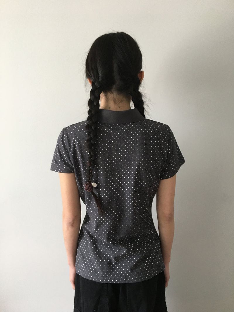 Shirring Dot Collar T-Shirt (3color)