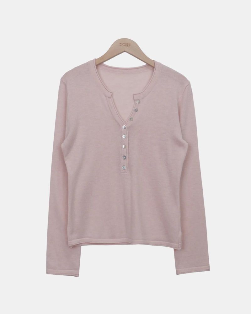Chea Button V-Neck Long-Sleeve Knit