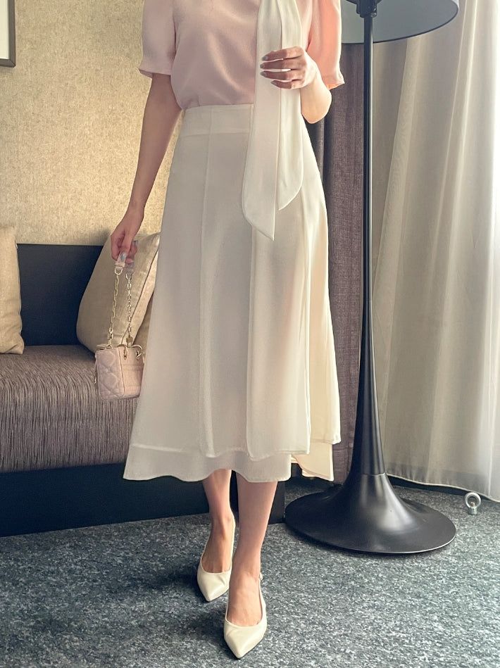 Denain Chiffon Double Layered Long Skirt