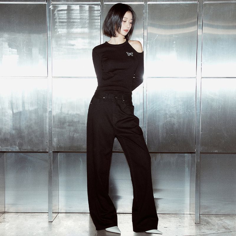 NICK&NICOLE(ニック&ニコール)の「SEMI WIDE COTTON DENIM PANTS_BLACK(Pants)」