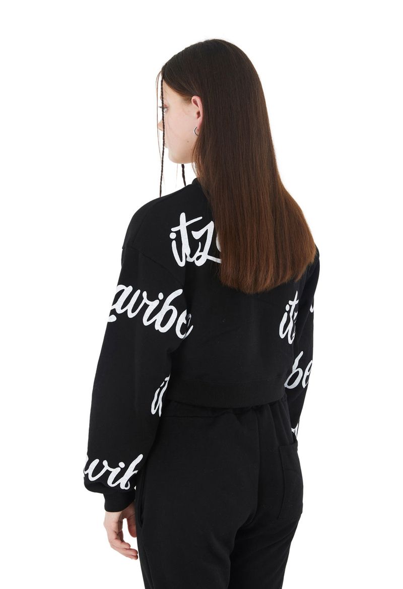 [ISS007-1] SCRIPT PATTERN CROP MTM - BLACK