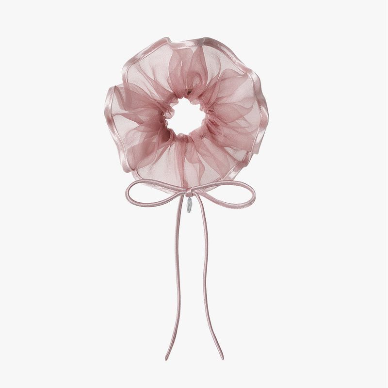 mellotory（メロートリー）の「RIBBON TRIM SEE-THROUGH SCRUNCHIE (DEEP PINK)（Hair Accessories）」