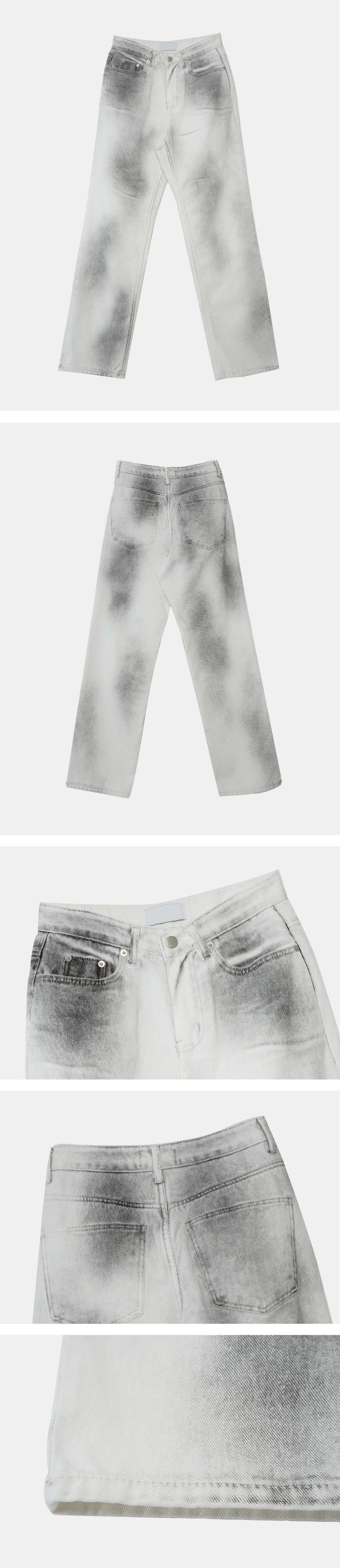 Dirty White Semi-Wide Denim Pants