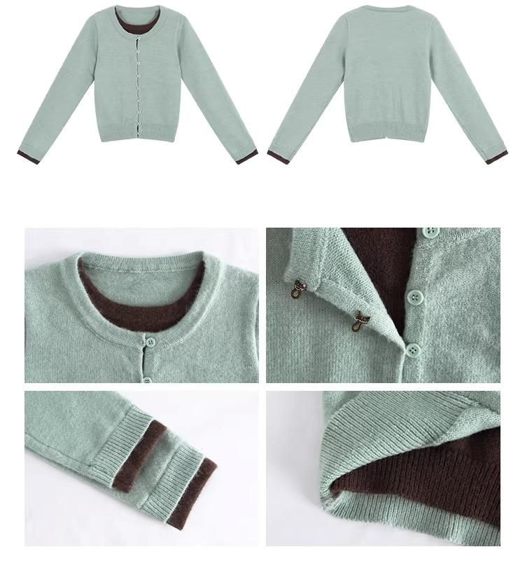 Mint Brown Layered Cardigan Knitwear