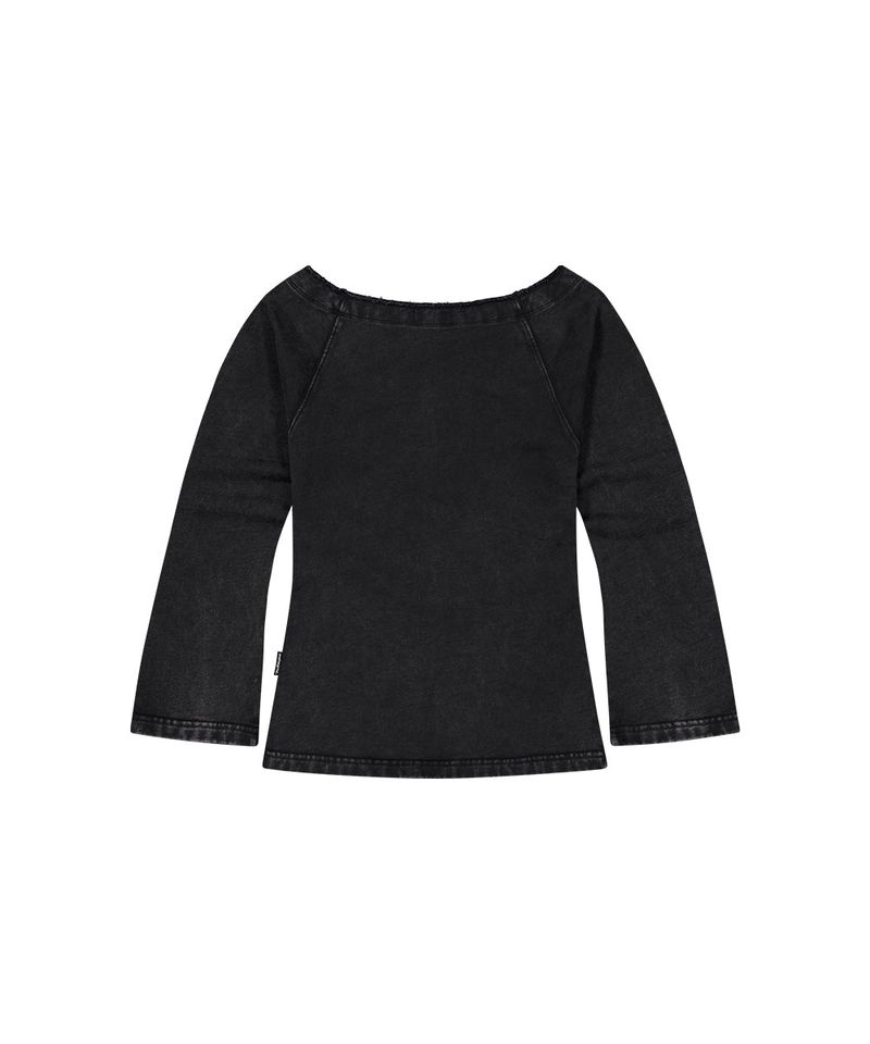 WASHED CUT OUT PRESENT OFF SHOULDER TEE