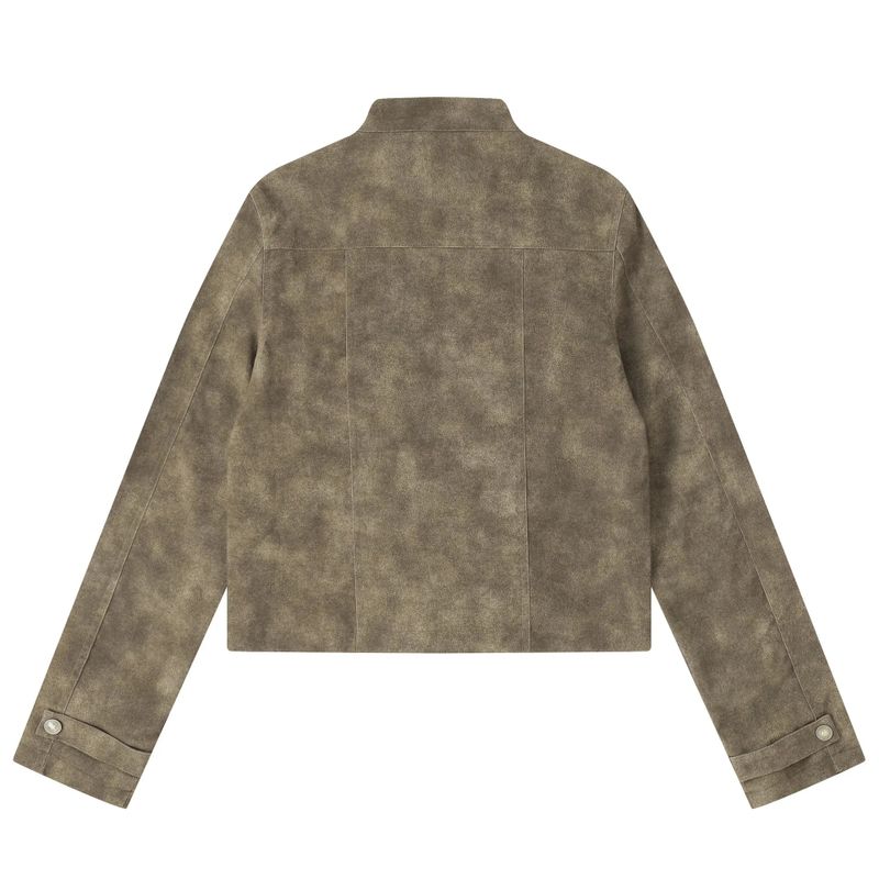 Suede Pocket Zip-Up Jacket