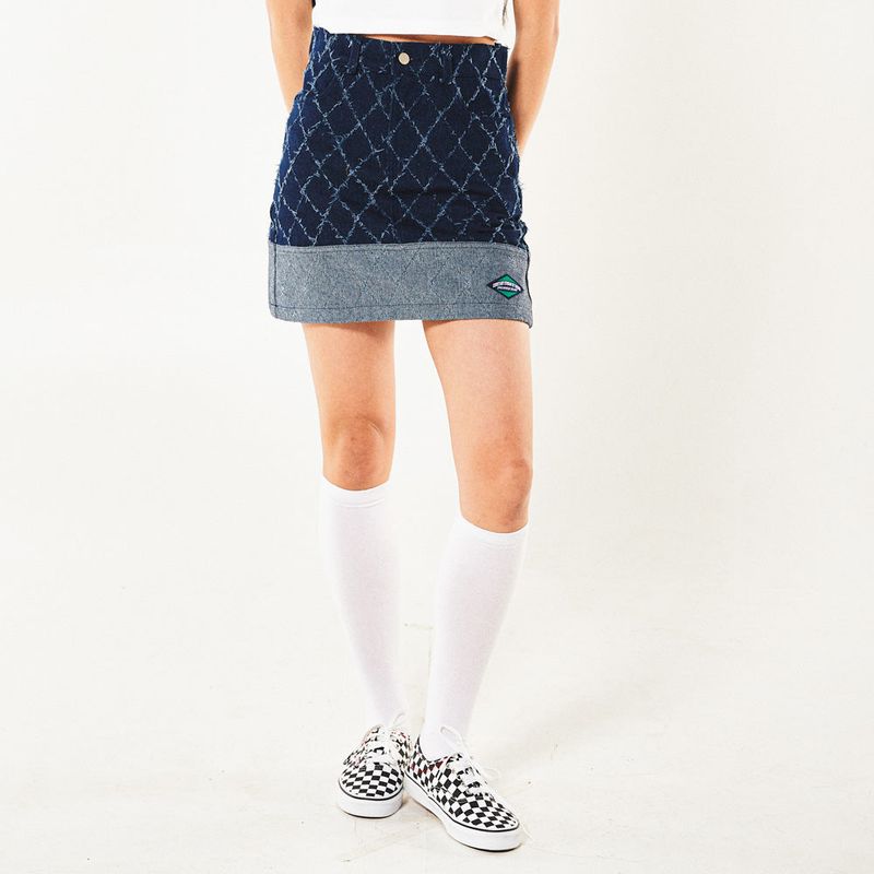 freakishbuilding(フリーキッシュビルディング)の「FENCE SWING DENIM MINI SKIRT (BLUE)(Skirts)」