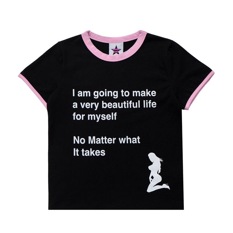 Beautiful Life Ringer Tee Black