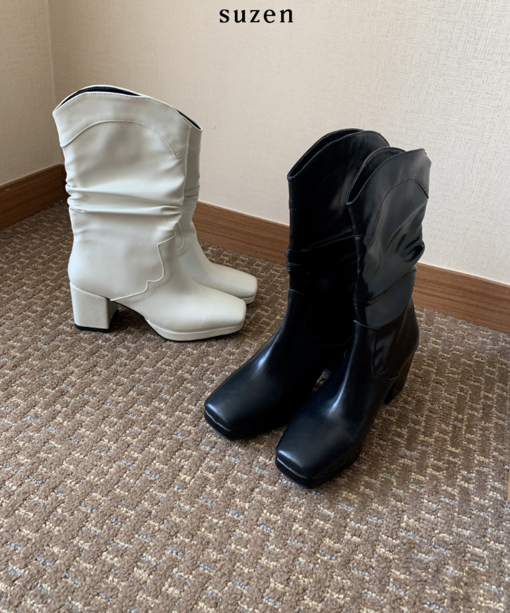Numua platform shirring short boots (2color)