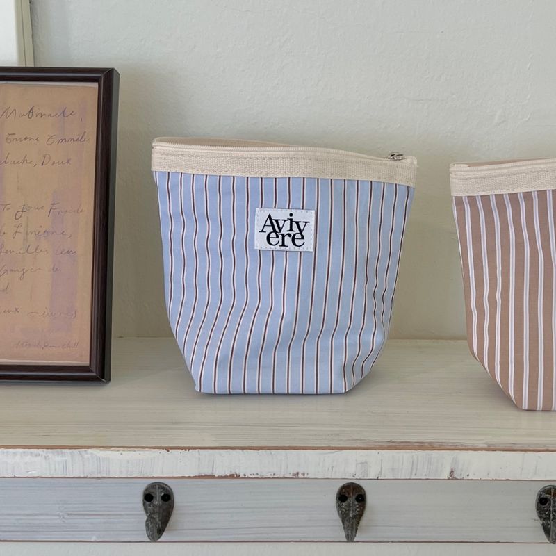 classic pouch_stripe skyblue brown