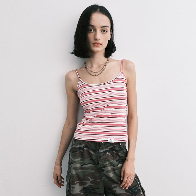 MIDNIGHT MOVE（ミッドナイトムーブ）の「stripe sleeveless (pink)（Tops）」