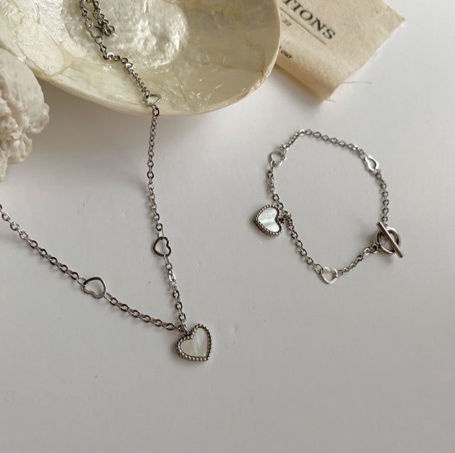 hhr Heart chain mother-of-pearl necklace