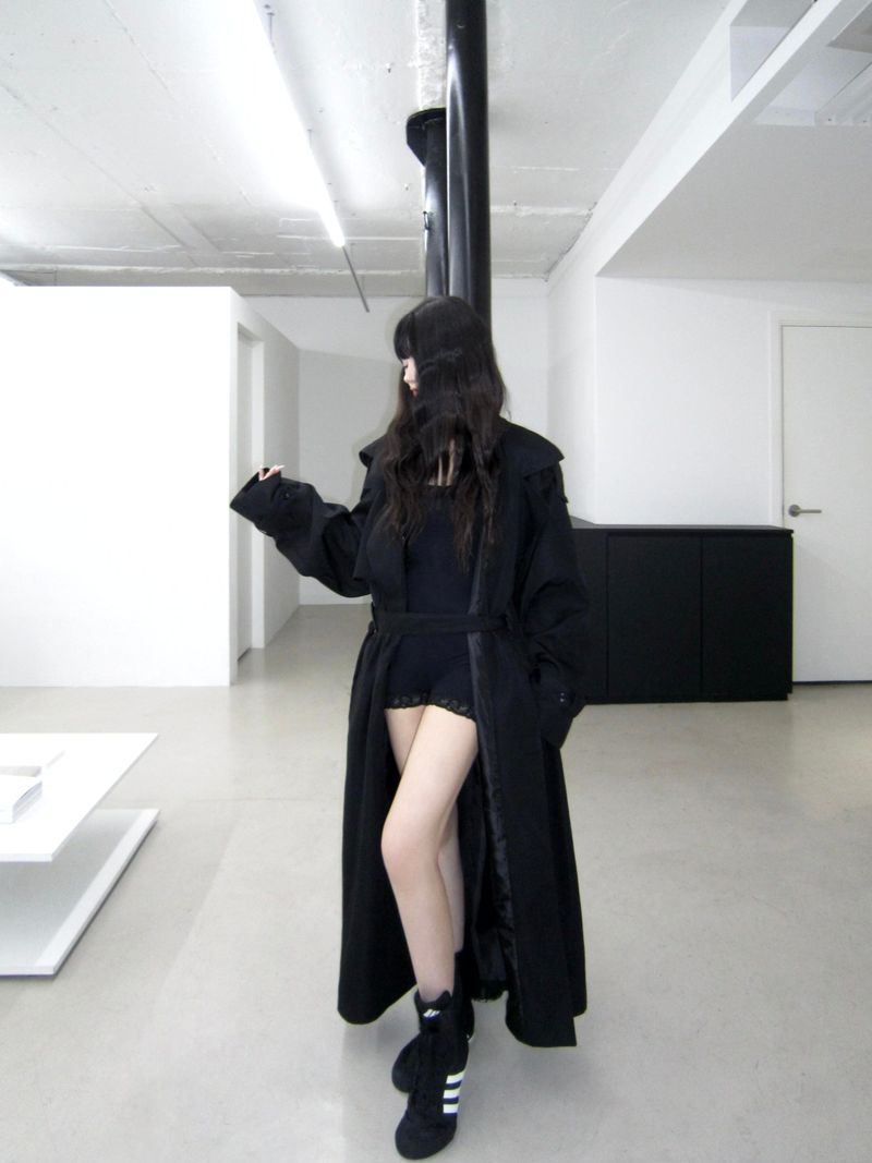 Maxi hood long trench