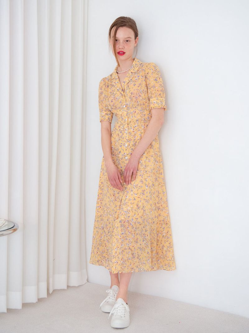COLLAR DETAIL MAXI ONEPIECE_YELLOW