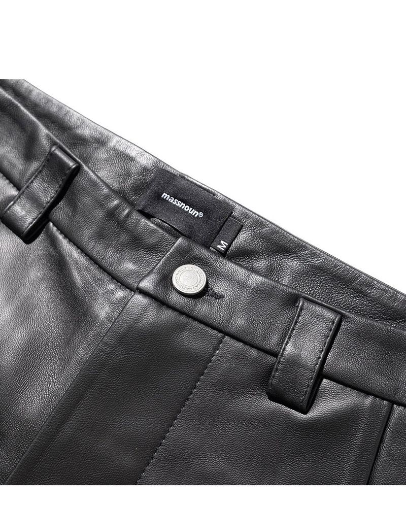 LAMSKIN CURVED LINE PANTS