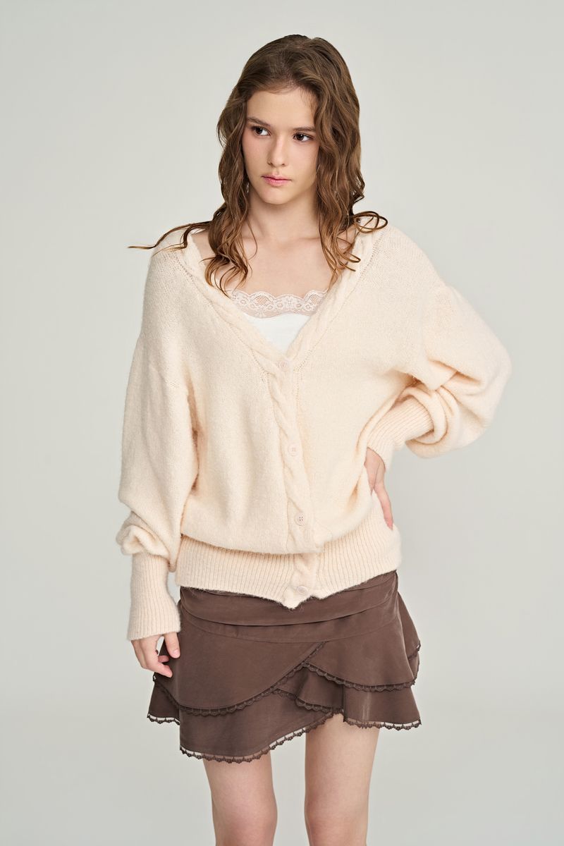 Souffle deep v-neck cardigan, Pink