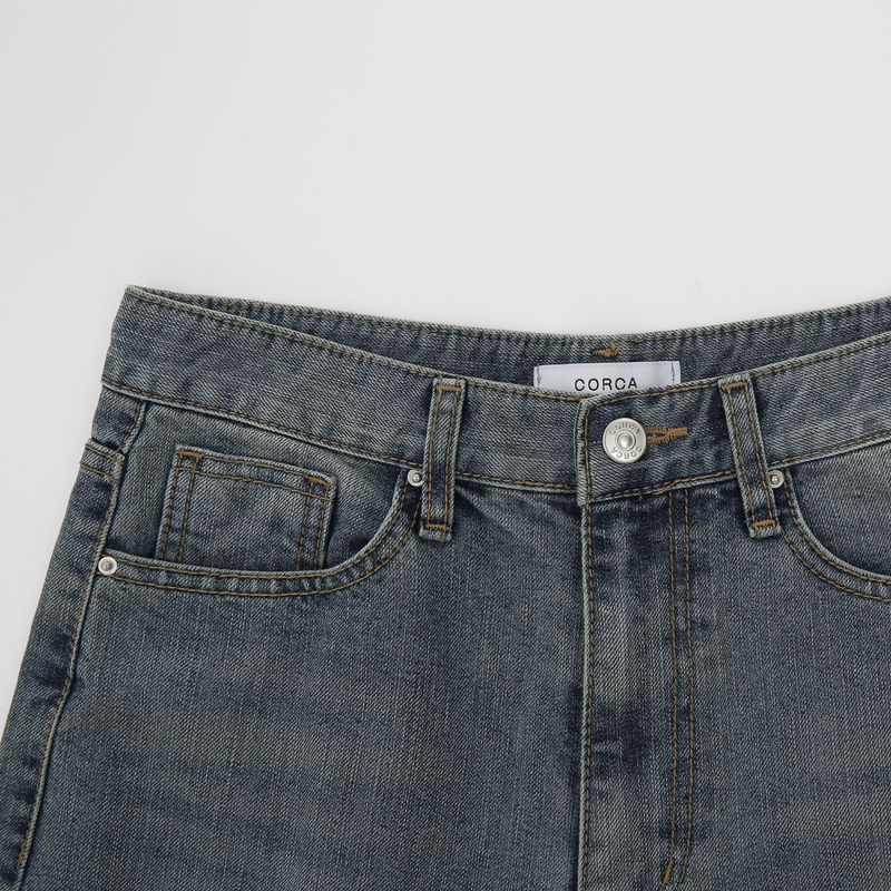 Vintage Washing Denim Pants Blue