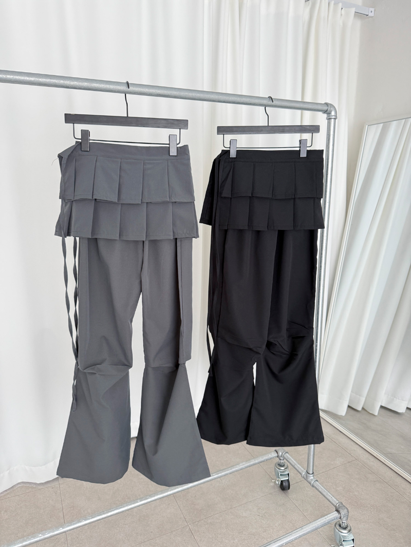 pleated wrap skirt pants (2color)