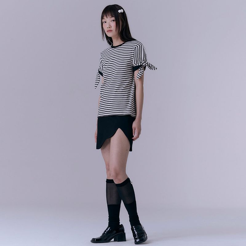 Asymmetric wave mini skirt (BLACK)