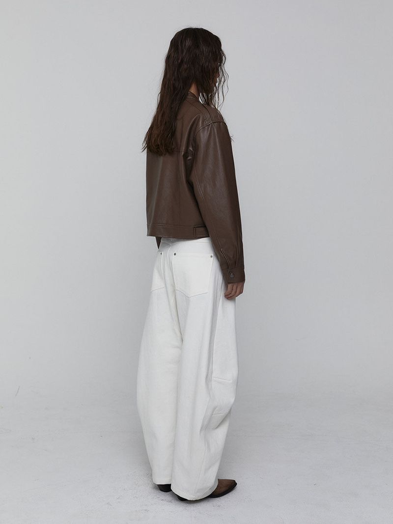 Curved Cotton Pants_White