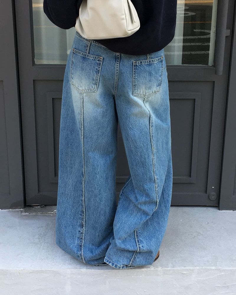 [ORIGINAL] Crew Contrast Wide Denim Pants