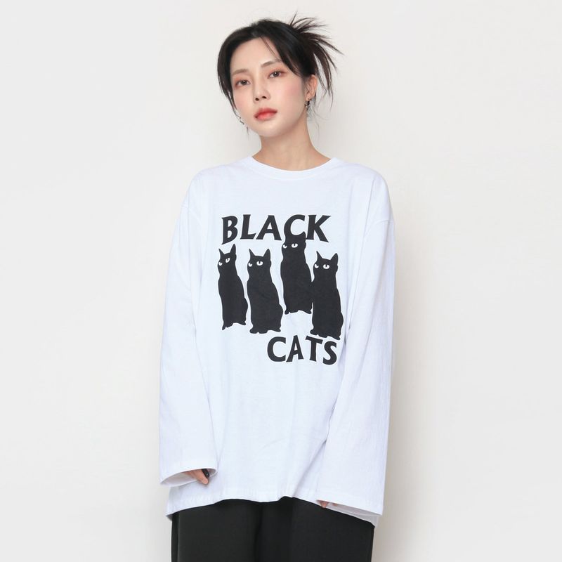 nutellike(ヌテールライク)の「Black Cats Long Sleeve T-shirt(Tops)」