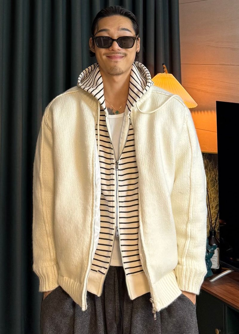 Knit Padded Zip-Up Ver2 6COLOR
