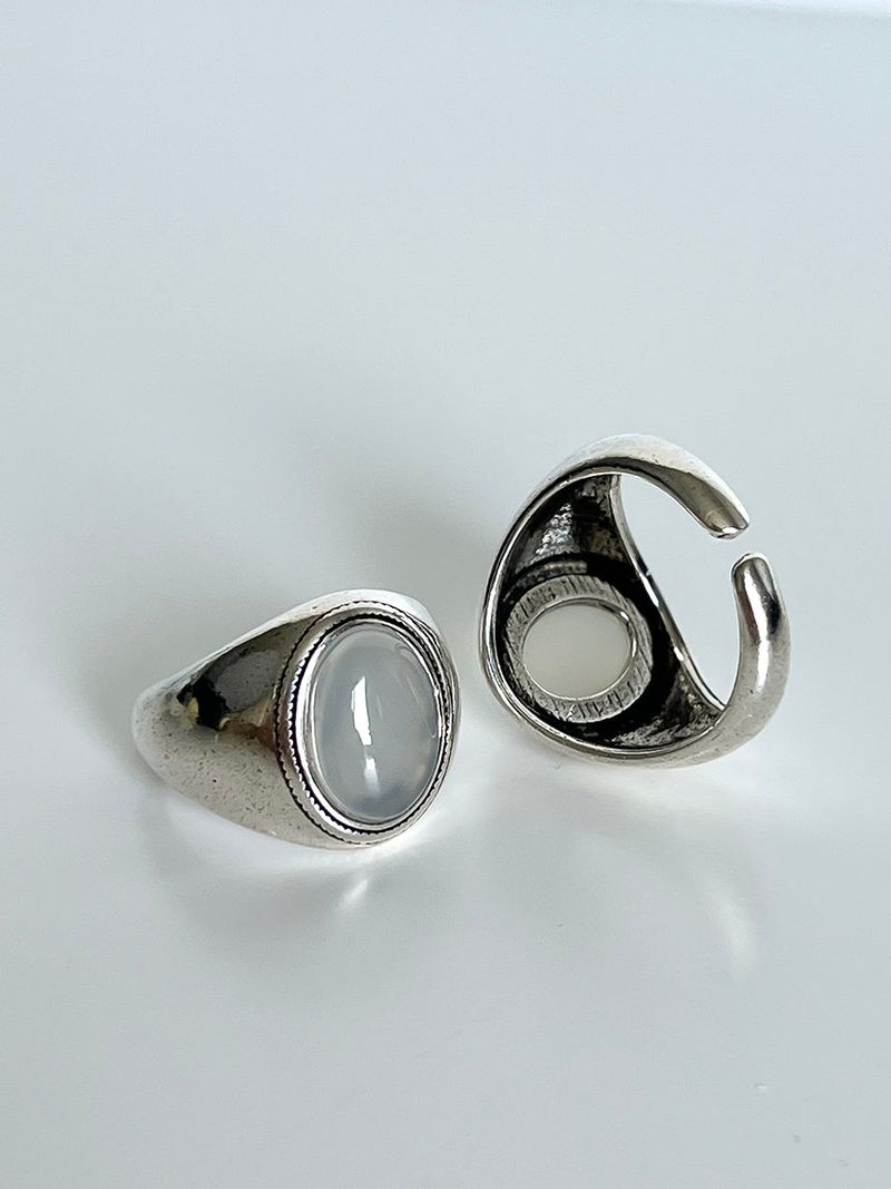 Gray onyx open ring