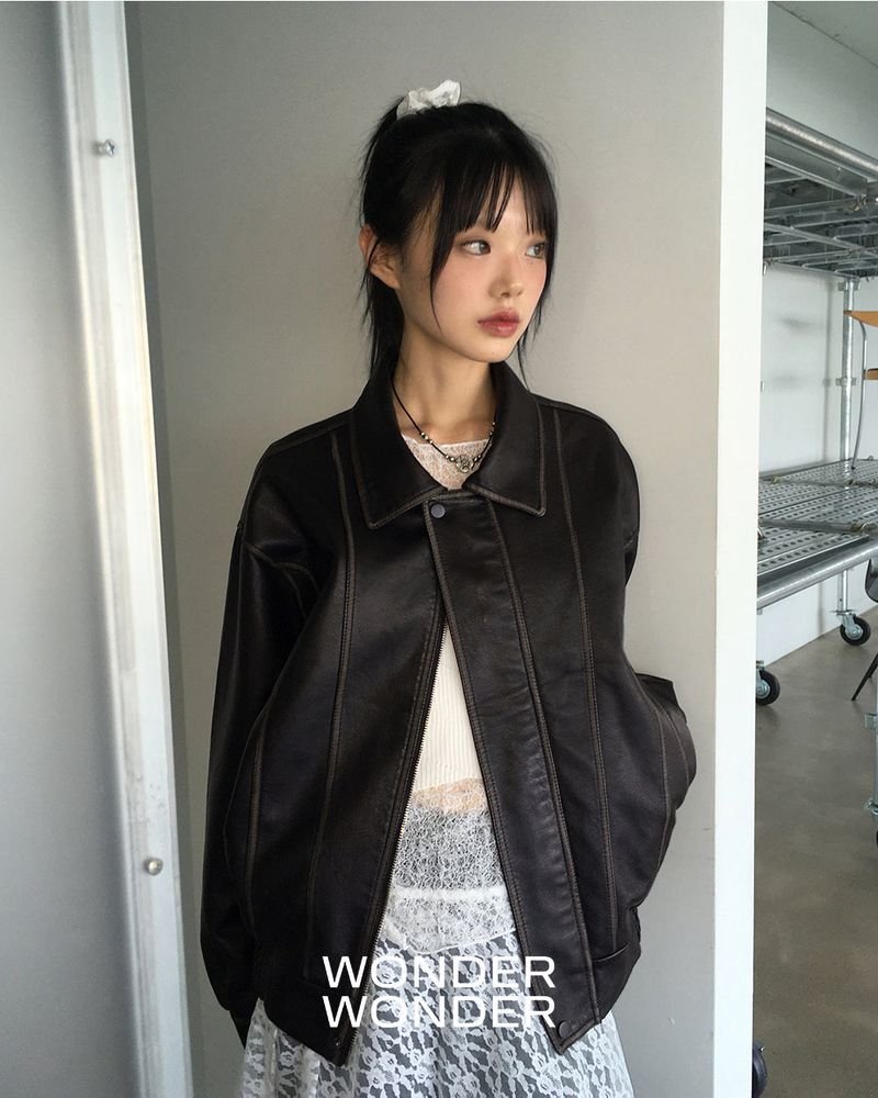 [MADE] Setter vintage washed cut boxy leather jacket