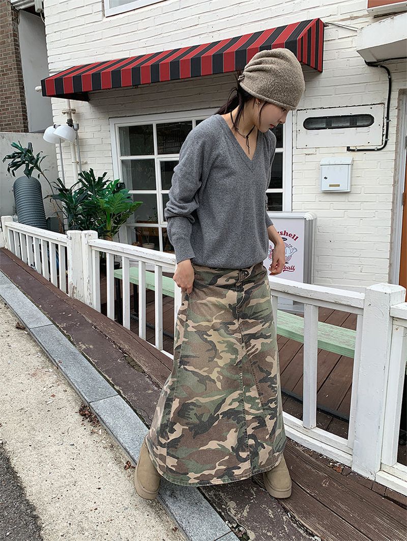 CAMOUFLAGE MAXI SKIRT