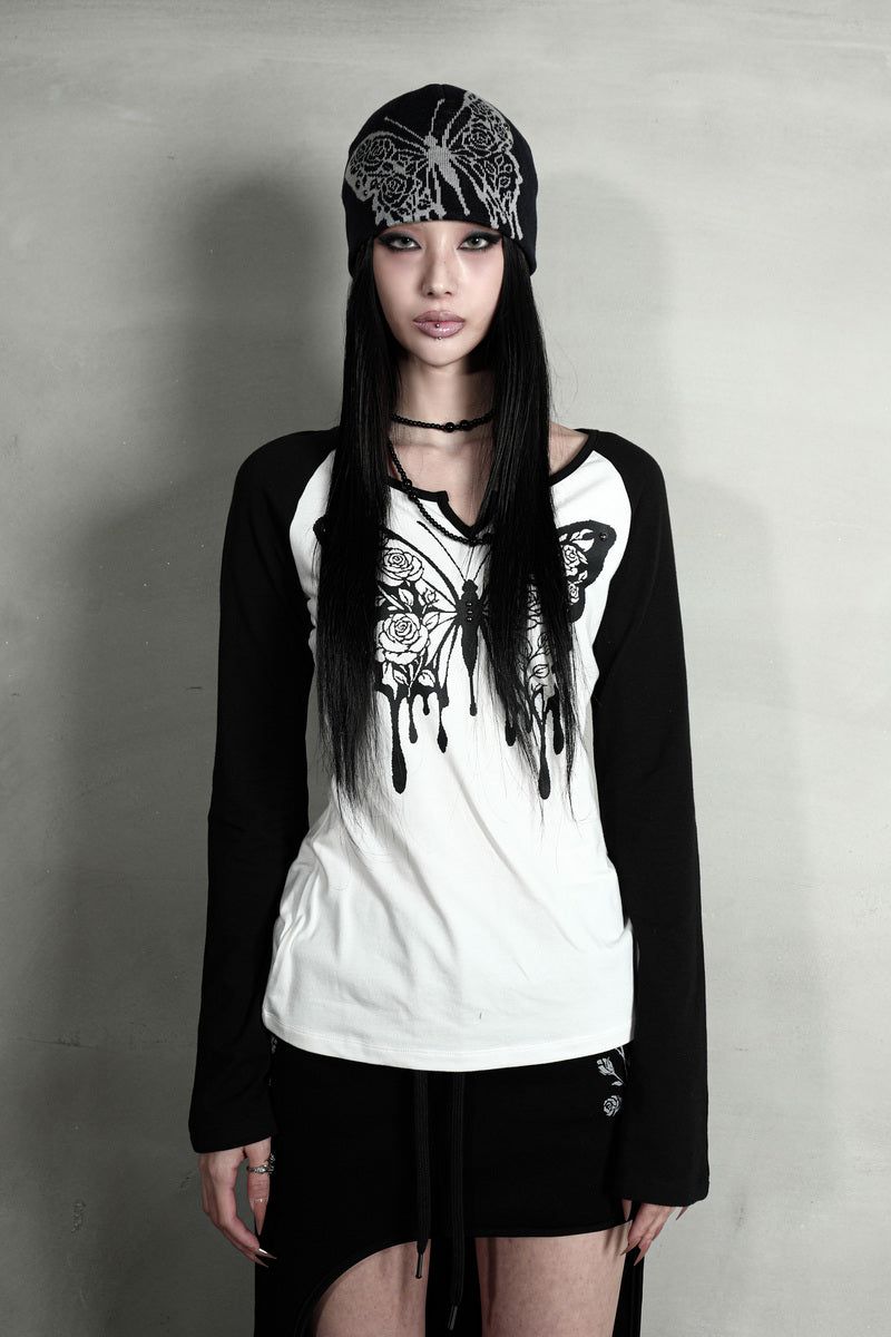 ROSE BUTTERFLY BEANIE #BLACK