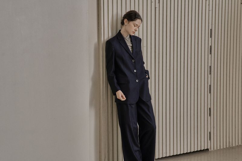 WOOL TWILL SETUP JACKET_NAVY