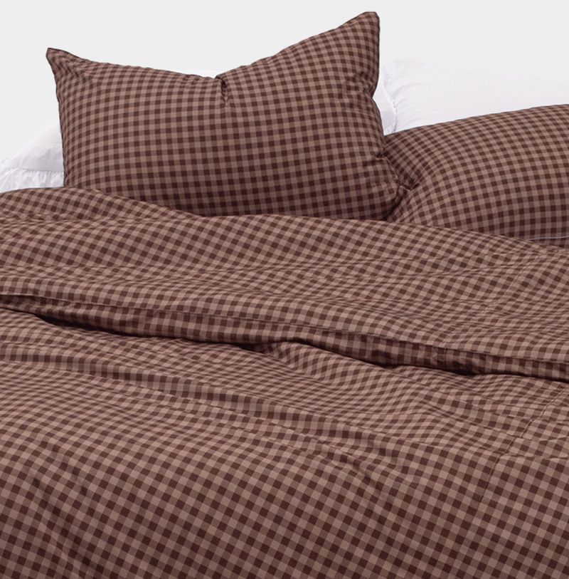 Dust-Free Gingham Check Duvet Cover - Q size