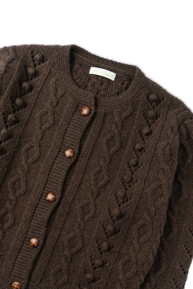 Grandma pom cardigan_brown