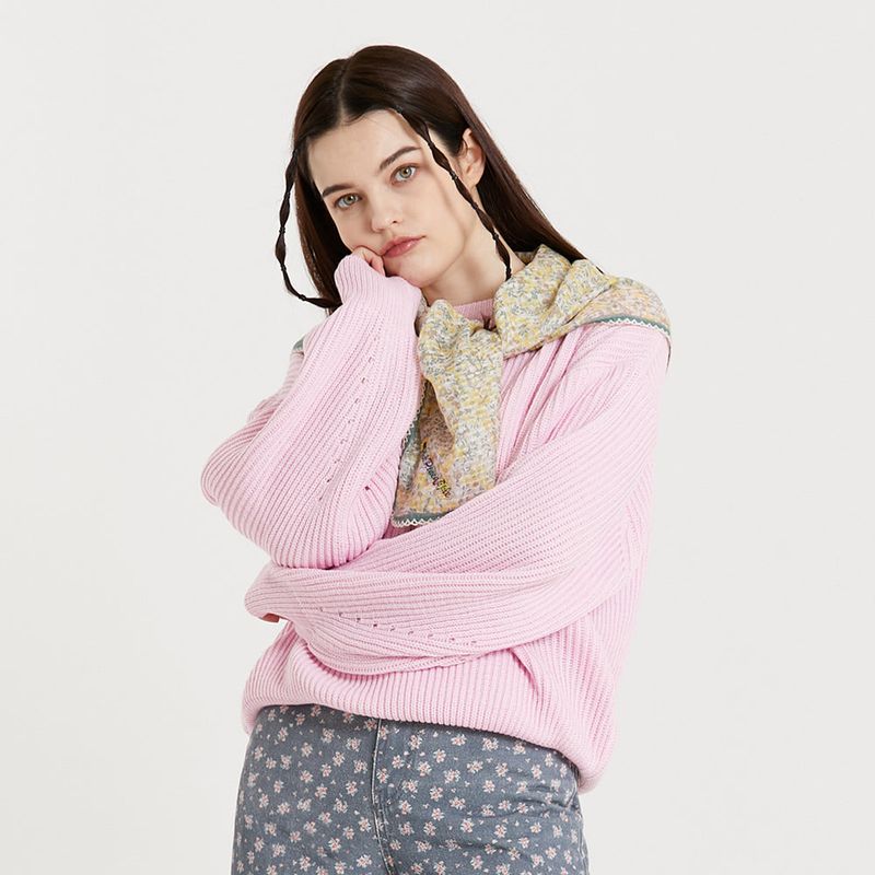 PINK PINEAPPLE（ピンクパイナップル）の「RIB VOLUME PULLOVER_PINK（Tops）」