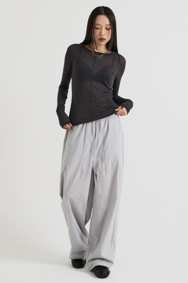 French Wool Tencel Long Sleeve, Charcoal
