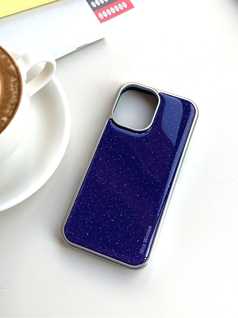 [MADE]パールパープル シルバー エポキシバンパー iPhoneケース