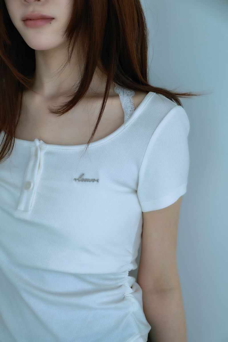 lace frill tee(white)