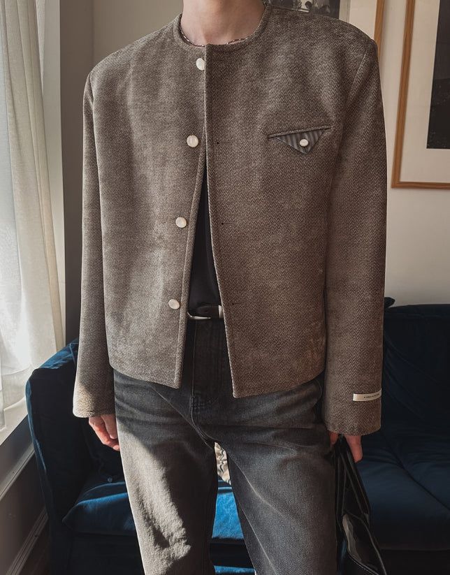 Ekkeullo Collar Less Tweed Blazer